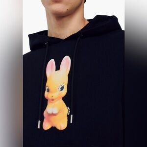 Sandro Black Unisex Hoodie with Playful Rabbit Design